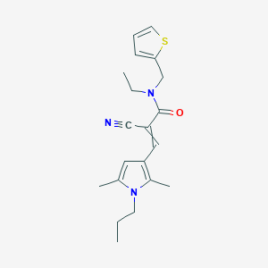 molecular formula C20H25N3OS B2462188 2-cyano-3-(2,5-diméthyl-1-propyl-1H-pyrrol-3-yl)-N-éthyl-N-[(thiophène-2-yl)méthyl]prop-2-ènamide CAS No. 1376442-54-4