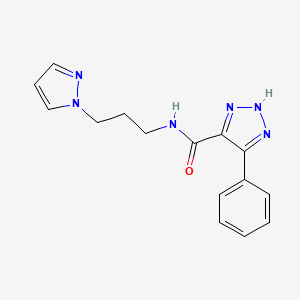 molecular formula C15H16N6O B2462193 N-(3-(1H-pyrazol-1-yl)propyl)-4-phenyl-1H-1,2,3-triazole-5-carboxamide CAS No. 1790196-88-1