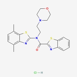 molecular formula C23H25ClN4O2S2 B2462198 N-(4,7-dimethylbenzo[d]thiazol-2-yl)-N-(2-morpholinoethyl)benzo[d]thiazole-2-carboxamide hydrochloride CAS No. 1216680-26-0