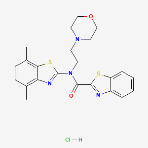 molecular formula C23H25ClN4O2S2 B2462198 N-(4,7-ジメチル-1,3-ベンゾチアゾール-2-イル)-N-[2-(モルホリン-4-イル)エチル]-1,3-ベンゾチアゾール-2-カルボキサミド塩酸塩 CAS No. 1216680-26-0