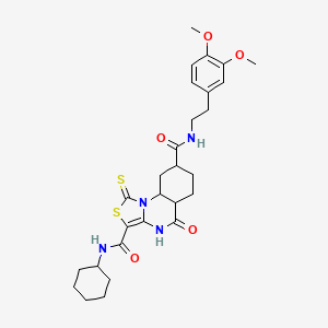 N3-cyclohexyl-N8-[2-(3,4-dimethoxyphenyl)ethyl]-5-oxo-1-sulfanylidene-1H,4H,5H-[1,3]thiazolo[3,4-a]quinazoline-3,8-dicarboxamide