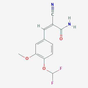 molecular formula C12H10F2N2O3 B2462214 (2Z)-2-cyano-3-[4-(difluoromethoxy)-3-methoxyphenyl]prop-2-enamide CAS No. 891072-77-8