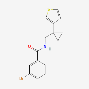 molecular formula C15H14BrNOS B2462223 3-Bromo-N-[(1-thiophen-3-ylcyclopropyl)methyl]benzamide CAS No. 2415621-22-4
