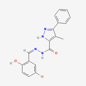 molecular formula C18H15BrN4O2 B2462224 (Z)-N'-(5-bromo-2-hydroxybenzylidene)-4-methyl-3-phenyl-1H-pyrazole-5-carbohydrazide CAS No. 306758-94-1