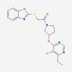 2-(Benzo[d]oxazol-2-ylthio)-1-(3-((6-ethyl-5-fluoropyrimidin-4-yl)oxy)pyrrolidin-1-yl)ethanone