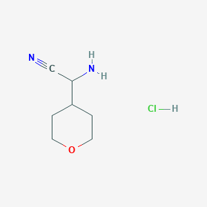 molecular formula C7H13ClN2O B2462232 2-Amino-2-(oxan-4-yl)acetonitrile hydrochloride CAS No. 1247619-00-6; 1354963-52-2