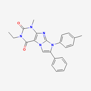 molecular formula C23H21N5O2 B2462235 3-乙基-1-甲基-7-苯基-8-(对甲苯基)-1H-咪唑并[2,1-f]嘌呤-2,4(3H,8H)-二酮 CAS No. 896292-25-4