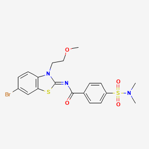 molecular formula C19H20BrN3O4S2 B2462237 N-[6-bromo-3-(2-methoxyethyl)-1,3-benzothiazol-2-ylidene]-4-(dimethylsulfamoyl)benzamide CAS No. 864975-94-0