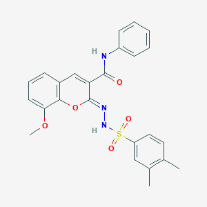 molecular formula C25H23N3O5S B2462241 (2Z)-2-[(3,4-dimetilbencensulfonamido)imino]-8-metoxi-N-fenil-2H-cromeno-3-carboxamida CAS No. 866349-03-3