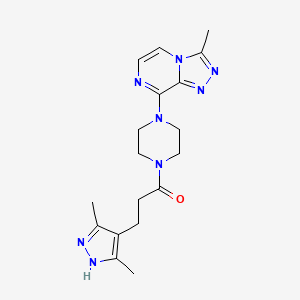 3-(3,5-dimethyl-1H-pyrazol-4-yl)-1-(4-(3-methyl-[1,2,4]triazolo[4,3-a]pyrazin-8-yl)piperazin-1-yl)propan-1-one