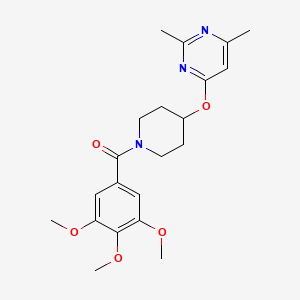 molecular formula C21H27N3O5 B2462249 (4-((2,6-Dimethylpyrimidin-4-yl)oxy)piperidin-1-yl)(3,4,5-trimethoxyphenyl)methanone CAS No. 2034633-12-8