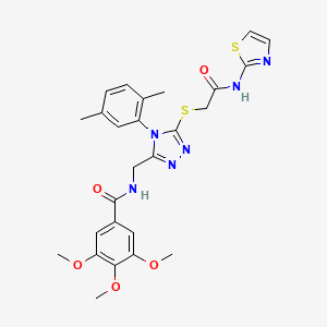 N-((4-(2,5-dimethylphenyl)-5-((2-oxo-2-(thiazol-2-ylamino)ethyl)thio)-4H-1,2,4-triazol-3-yl)methyl)-3,4,5-trimethoxybenzamide