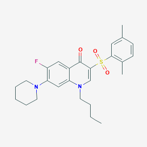 molecular formula C26H31FN2O3S B2462267 1-butyl-3-((2,5-dimethylphenyl)sulfonyl)-6-fluoro-7-(piperidin-1-yl)quinolin-4(1H)-one CAS No. 892782-15-9