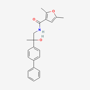 molecular formula C22H23NO3 B2462269 N-(2-([1,1'-biphenyl]-4-yl)-2-hydroxypropyl)-2,5-dimethylfuran-3-carboxamide CAS No. 1396872-57-3