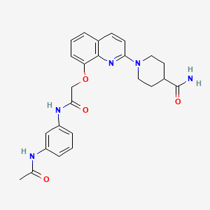 molecular formula C25H27N5O4 B2462271 1-(8-(2-((3-乙酰氨基苯基)氨基)-2-氧代乙氧基)喹啉-2-基)哌啶-4-甲酰胺 CAS No. 921785-74-2