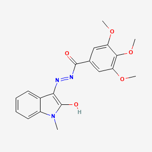 molecular formula C19H19N3O5 B2462288 1-Methyl-3-((3,4,5-trimethoxybenzoyl)hydrazidyl)-2-oxoindoline CAS No. 300712-30-5