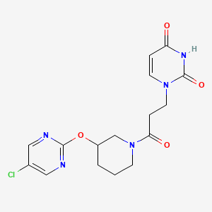 molecular formula C16H18ClN5O4 B2462304 1-(3-(3-((5-氯嘧啶-2-基)氧基)哌啶-1-基)-3-氧代丙基)嘧啶-2,4(1H,3H)-二酮 CAS No. 2034622-37-0