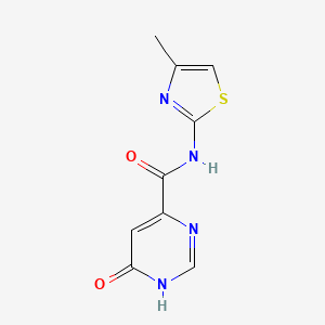 molecular formula C9H8N4O2S B2462306 6-羟基-N-(4-甲基噻唑-2-基)嘧啶-4-甲酰胺 CAS No. 2034620-92-1