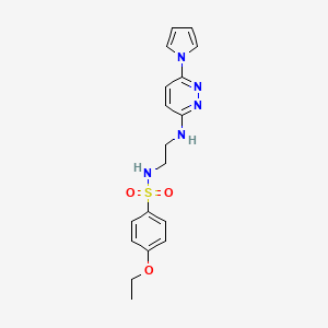 molecular formula C18H21N5O3S B2462319 N-(2-((6-(1H-pyrrol-1-yl)pyridazin-3-yl)amino)ethyl)-4-ethoxybenzenesulfonamide CAS No. 1421499-60-6