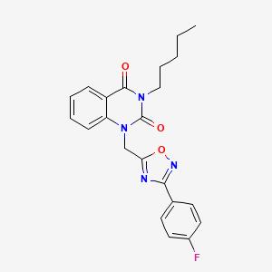 molecular formula C22H21FN4O3 B2462322 1-((3-(4-fluorophenyl)-1,2,4-oxadiazol-5-yl)methyl)-3-pentylquinazoline-2,4(1H,3H)-dione CAS No. 1207019-45-1