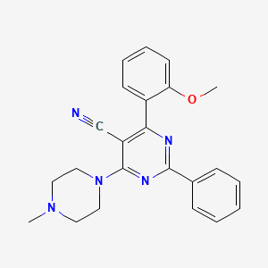 molecular formula C23H23N5O B2462340 4-(2-甲氧基苯基)-6-(4-甲基哌嗪基)-2-苯基-5-嘧啶甲腈 CAS No. 477853-98-8