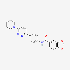 molecular formula C23H22N4O3 B2462355 N-(4-(6-(piperidin-1-yl)pyridazin-3-yl)phenyl)benzo[d][1,3]dioxole-5-carboxamide CAS No. 899954-03-1