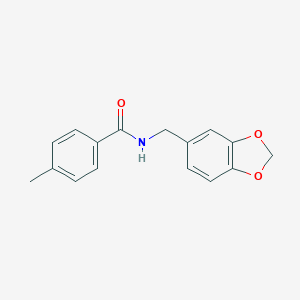 molecular formula C16H15NO3 B246236 N-(1,3-benzodioxol-5-ylmethyl)-4-methylbenzamide 