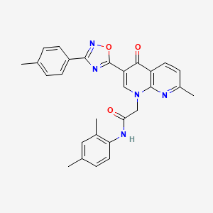 molecular formula C28H25N5O3 B2462364 N-(2,4-dimethylphenyl)-2-(7-methyl-4-oxo-3-(3-(p-tolyl)-1,2,4-oxadiazol-5-yl)-1,8-naphthyridin-1(4H)-yl)acetamide CAS No. 1030133-62-0