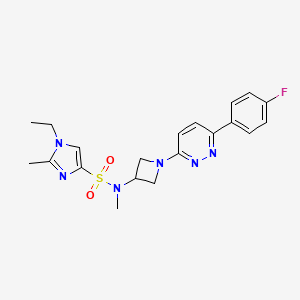 molecular formula C20H23FN6O2S B2462371 1-ethyl-N-{1-[6-(4-fluorophenyl)pyridazin-3-yl]azetidin-3-yl}-N,2-dimethyl-1H-imidazole-4-sulfonamide CAS No. 2415570-18-0