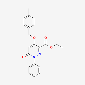 molecular formula C21H20N2O4 B2462373 Ethyl 4-((4-methylbenzyl)oxy)-6-oxo-1-phenyl-1,6-dihydropyridazine-3-carboxylate CAS No. 899993-21-6