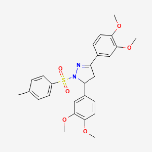 molecular formula C26H28N2O6S B2462381 3,5-ビス(3,4-ジメトキシフェニル)-1-トシル-4,5-ジヒドロ-1H-ピラゾール CAS No. 370855-33-7