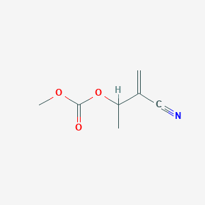 molecular formula C7H9NO3 B2462388 3-[(Methoxycarbonyl)oxy]-2-methylidenebutanenitrile CAS No. 474418-69-4