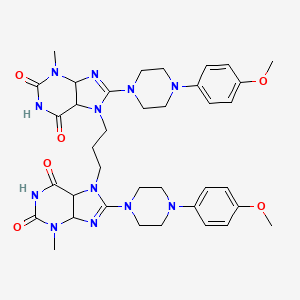 molecular formula C37H44N12O6 B2462392 8-[4-(4-methoxyphenyl)piperazin-1-yl]-7-(3-{8-[4-(4-methoxyphenyl)piperazin-1-yl]-3-methyl-2,6-dioxo-2,3,6,7-tetrahydro-1H-purin-7-yl}propyl)-3-methyl-2,3,6,7-tetrahydro-1H-purine-2,6-dione CAS No. 1795087-20-5