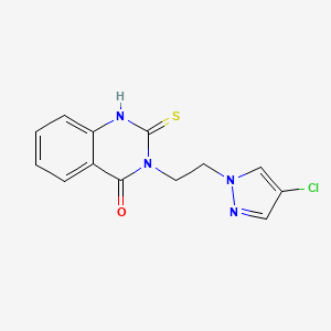 molecular formula C13H11ClN4OS B2462395 3-(2-(4-Chloro-1H-pyrazol-1-yl)ethyl)-2-mercaptoquinazolin-4(3H)-one CAS No. 1006327-12-3