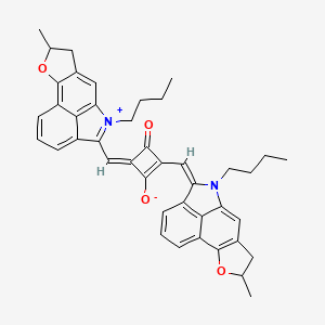 molecular formula C42H40N2O4 B2462398 (4Z)-2-[(E)-(9-Butyl-4-methyl-3-oxa-9-azatetracyclo[6.6.1.02,6.011,15]pentadeca-1(14),2(6),7,11(15),12-pentaen-10-ylidene)methyl]-4-[(9-butyl-4-methyl-3-oxa-9-azoniatetracyclo[6.6.1.02,6.011,15]pentadeca-1,6,8(15),9,11,13-hexaen-10-yl)methylidene]-3-oxocyclobuten-1-olate CAS No. 1072415-57-6