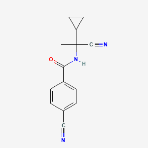 molecular formula C14H13N3O B2462399 4-cyano-N-(1-cyano-1-cyclopropylethyl)benzamide CAS No. 1090708-83-0