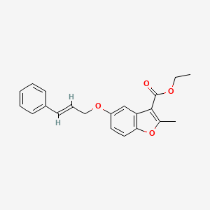 molecular formula C21H20O4 B2462411 Ethyl-2-Methyl-5-{[(2E)-3-Phenylprop-2-en-1-yl]oxy}-1-benzofuran-3-carboxylat CAS No. 307552-16-5