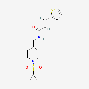molecular formula C16H22N2O3S2 B2462416 (E)-N-((1-(cyclopropylsulfonyl)piperidin-4-yl)methyl)-3-(thiophen-2-yl)acrylamide CAS No. 1235683-67-6