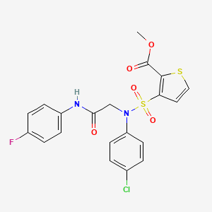 molecular formula C20H16ClFN2O5S2 B2462417 Methyl 3-[(4-chlorophenyl){2-[(4-fluorophenyl)amino]-2-oxoethyl}sulfamoyl]thiophene-2-carboxylate CAS No. 941889-30-1