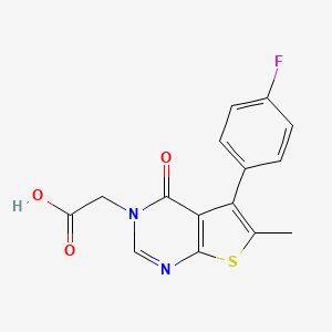 molecular formula C15H11FN2O3S B2462419 2-[5-(4-Fluorophenyl)-6-methyl-4-oxothieno[2,3-d]pyrimidin-3-yl]acetic acid CAS No. 692750-55-3