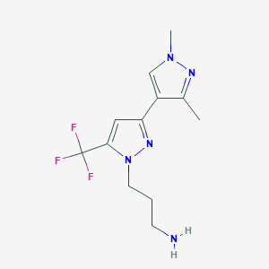 molecular formula C12H16F3N5 B2462457 3-[1',3'-二甲基-5-(三氟甲基)-1H,1'H-3,4'-联吡唑-1-基]丙-1-胺 CAS No. 1006323-05-2