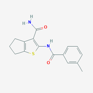 molecular formula C16H16N2O2S B246246 2-[(3-methylbenzoyl)amino]-5,6-dihydro-4H-cyclopenta[b]thiophene-3-carboxamide 