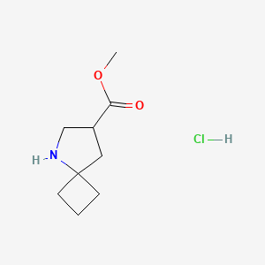 molecular formula C9H16ClNO2 B2462468 5-甲基-7-羧酸根-7-环丙基-3,4-螺[3.4]辛烷;盐酸盐 CAS No. 2490430-15-2