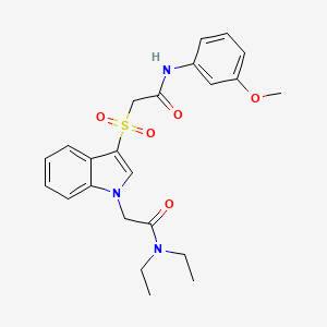molecular formula C23H27N3O5S B2462471 N,N-diethyl-2-(3-((2-((3-methoxyphenyl)amino)-2-oxoethyl)sulfonyl)-1H-indol-1-yl)acetamide CAS No. 878056-38-3