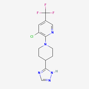 molecular formula C13H13ClF3N5 B2462474 3-氯-2-[4-(4H-1,2,4-三唑-3-基)哌啶基]-5-(三氟甲基)吡啶 CAS No. 337919-80-9