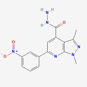 molecular formula C15H14N6O3 B2462478 1,3-二甲基-6-(3-硝基苯基)-1H-吡唑并[3,4-b]吡啶-4-甲酰肼 CAS No. 938017-83-5