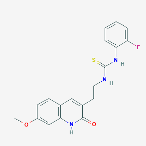 molecular formula C19H18FN3O2S B2462480 1-(2-氟苯基)-3-(2-(7-甲氧基-2-氧代-1,2-二氢喹啉-3-基)乙基)硫脲 CAS No. 887900-90-5