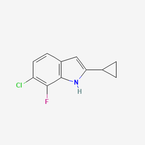 molecular formula C11H9ClFN B2462487 6-chloro-2-cyclopropyl-7-fluoro-1H-indole CAS No. 1188182-26-4