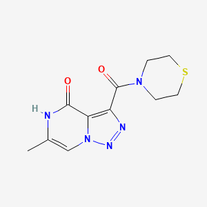 molecular formula C11H13N5O2S B2462492 6-methyl-3-(thiomorpholine-4-carbonyl)-[1,2,3]triazolo[1,5-a]pyrazin-4(5H)-one CAS No. 1795484-28-4