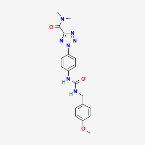 molecular formula C19H21N7O3 B2462495 2-(4-(3-(4-methoxybenzyl)ureido)phenyl)-N,N-dimethyl-2H-tetrazole-5-carboxamide CAS No. 1396849-23-2